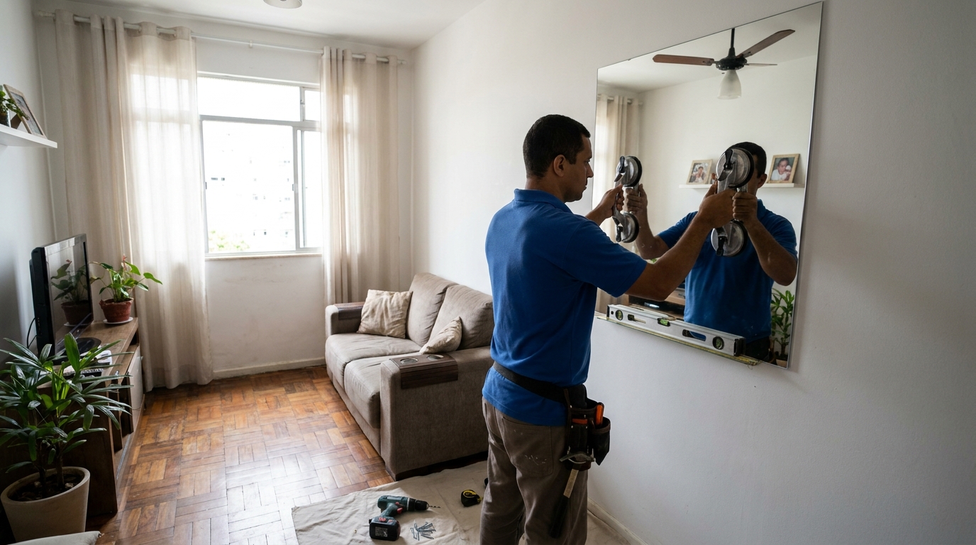 Espelho sob medida com parquet em Volta Redonda-RJ