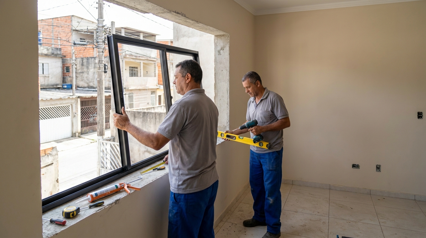 Esquadria de alumínio com vista para rua em Volta Redonda-RJ