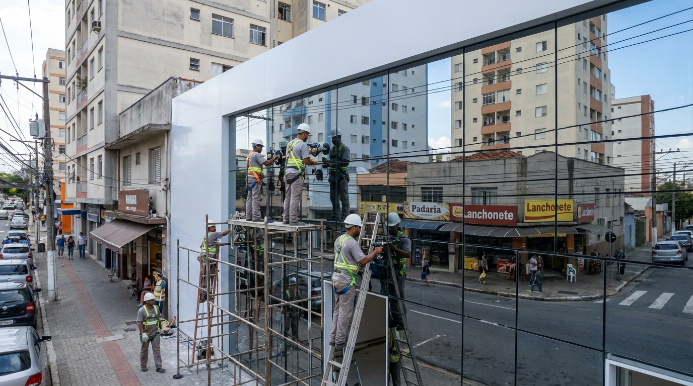 Fachada espelhada em esquina em Volta Redonda-RJ