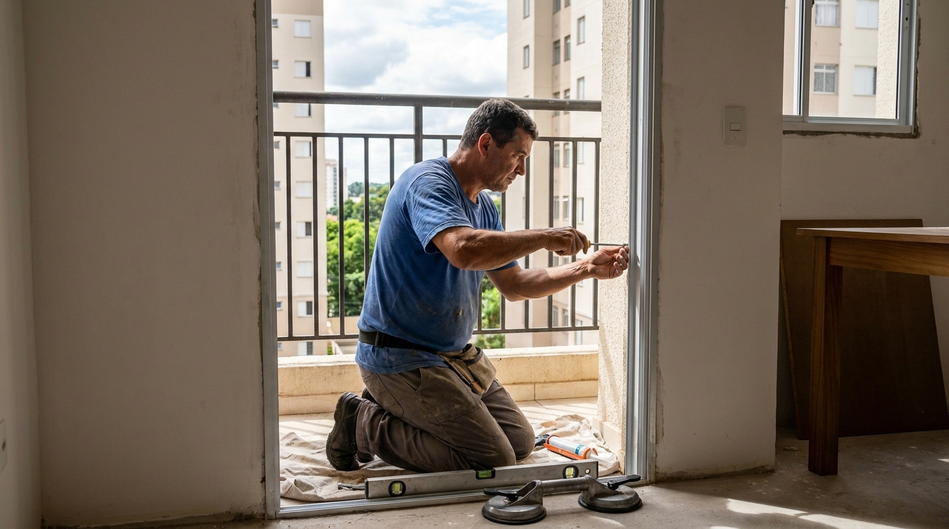 Janela de vidro em apartamento alto em Volta Redonda-RJ